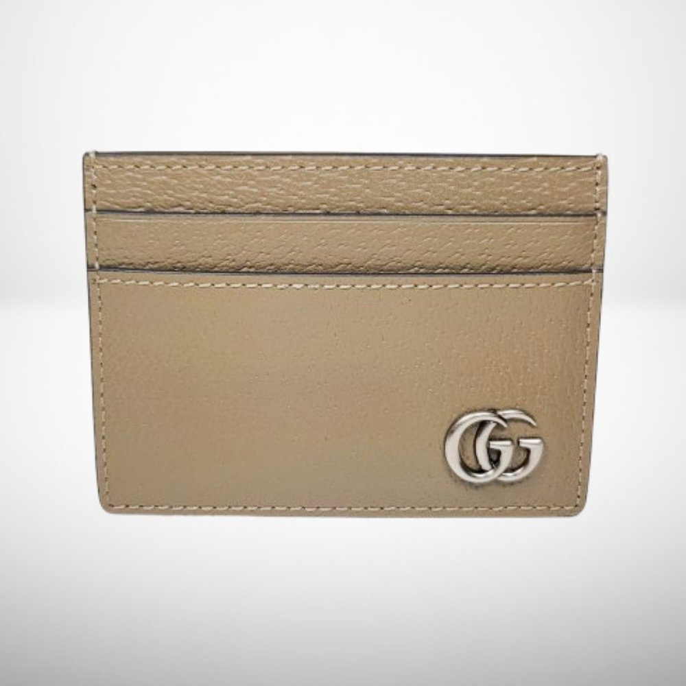Gucci GG Marmont Leather Card Holder in Taupe Color - Picture 1 of 6
